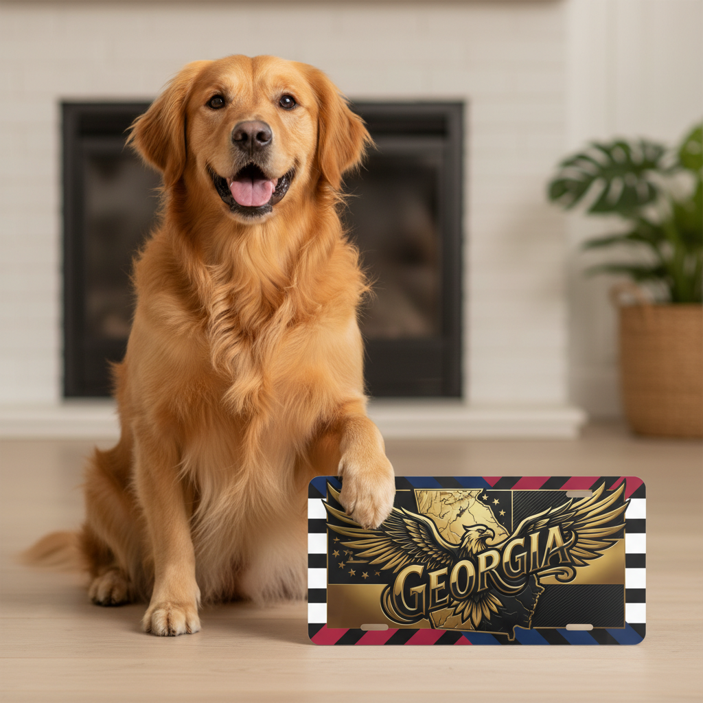 Georgia State License Plate Golden Eagle Novelty Metal Auto Tag Patriotic Decor 6x12 Inch - Beyond Lines
