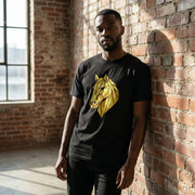 Geometric Gold Horse T-Shirt Metallic Low Poly Stallion Design Soft Cotton Black Tee Unisex - Beyond Lines