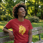 Geometric Gold Horse T-Shirt Metallic Low Poly Stallion Design Soft Cotton Black Tee Unisex - Beyond Lines