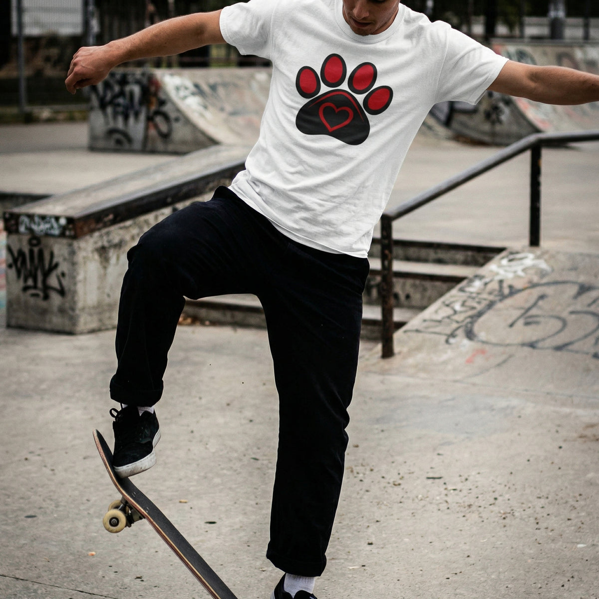 Dog Paw Print Heart T-Shirt - A Simple Tee for Pet Lovers - Beyond Lines