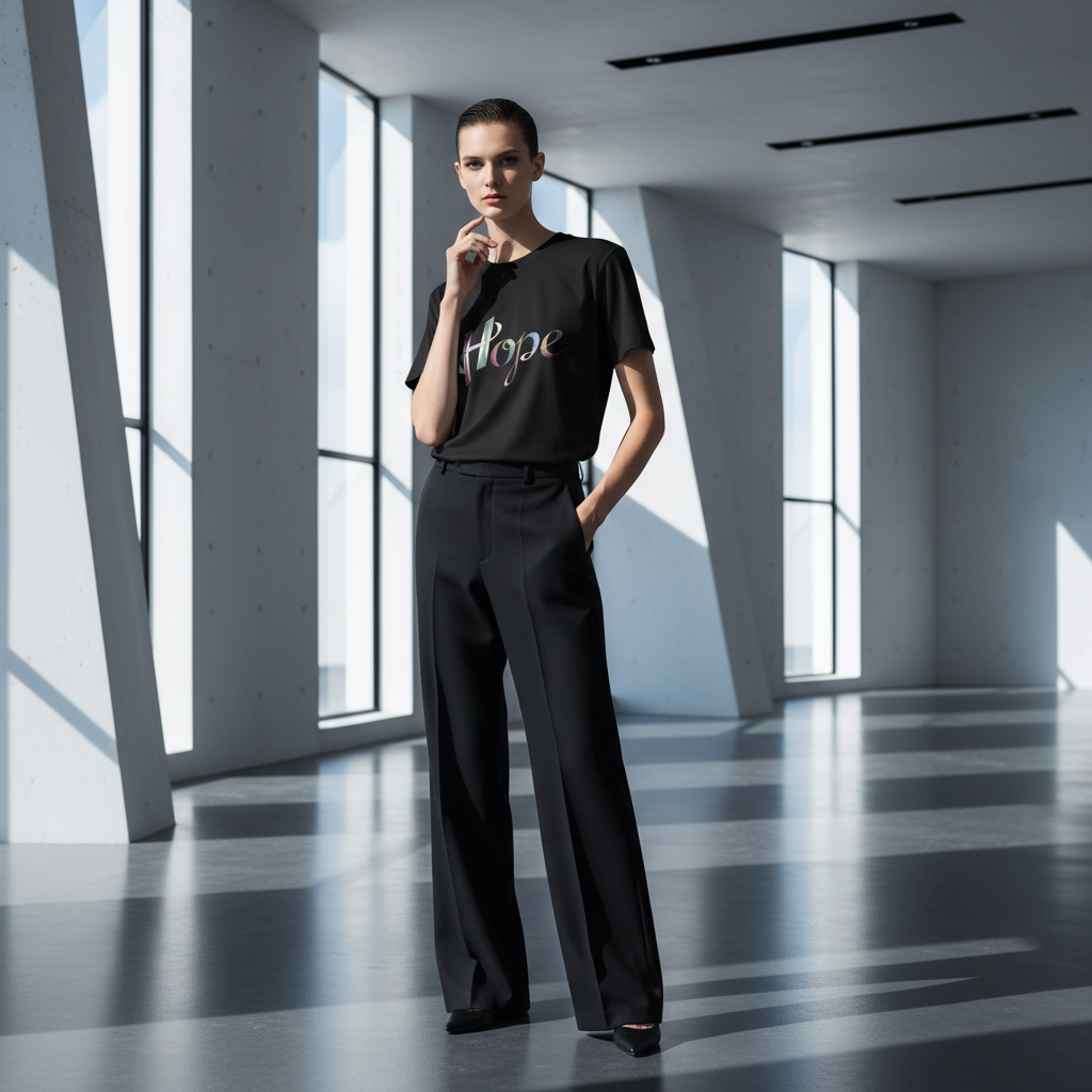 Hope Inspirational Graphic T-Shirt - Cotton Tee with Stylized Ribbon Typography - Motivational Positive Message Casual Top - Beyond Lines