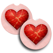 Valentine Kintsugi Heart Car Coaster Set of 2 – Absorbent Stone Cup Holder Pink - Beyond Lines
