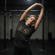 Love Is As Love Does Graphic T-Shirt - Black Cotton Tee with Gold Typography