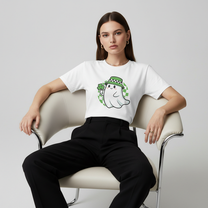 Cute Lucky Ghost St. Patrick's Day Graphic T-Shirt