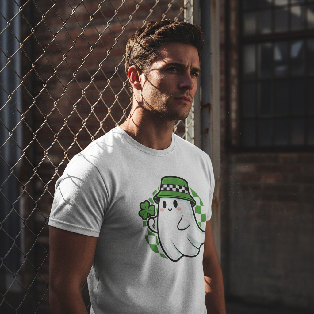 Cute Lucky Ghost St. Patrick's Day Graphic T-Shirt