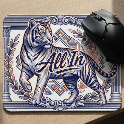 All In Tiger Mousepad Vintage Banknote Style Illustration Non-Slip Rubber Base Stitched Edges - Beyond Lines