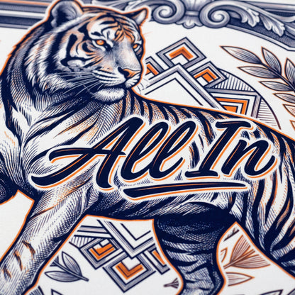 All In Tiger Mousepad Vintage Banknote Style Illustration Non-Slip Rubber Base Stitched Edges - Beyond Lines