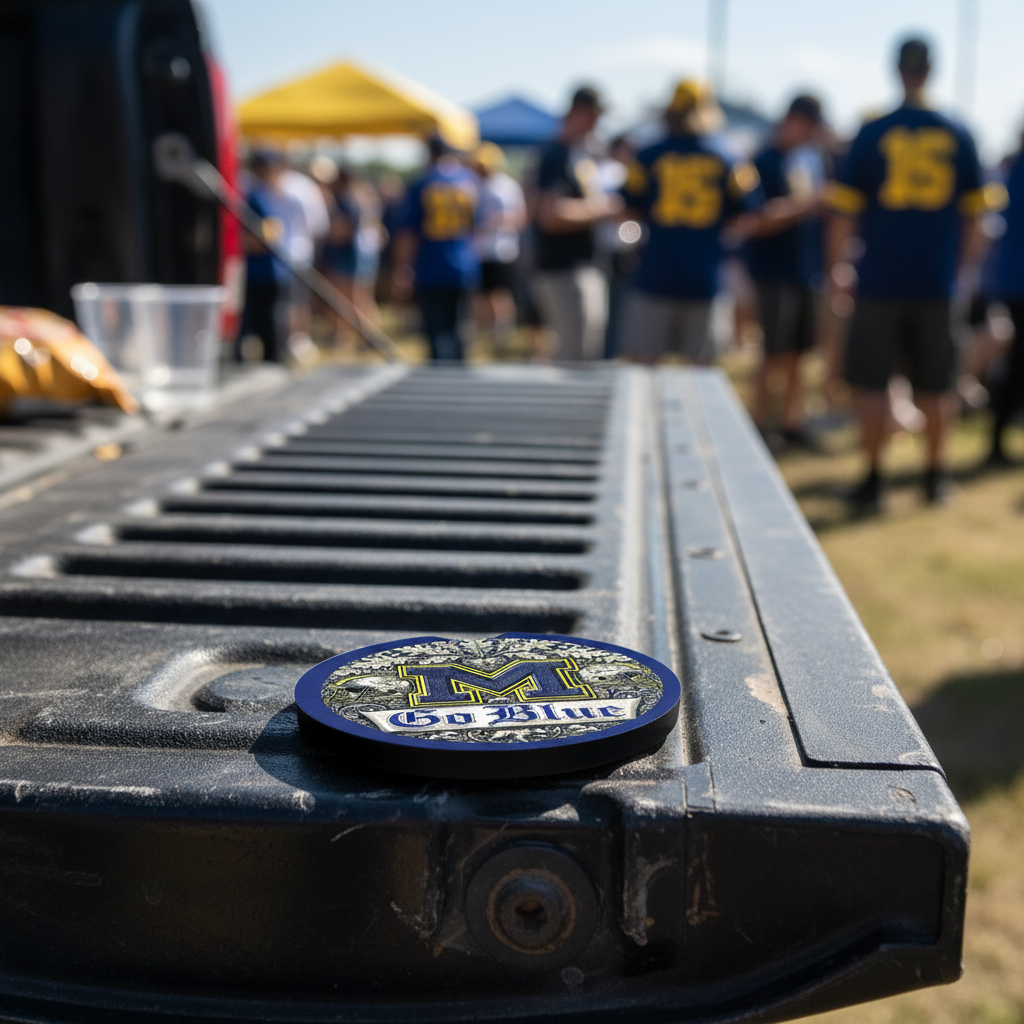 Michigan Wolverines Car Coasters - Go Blue Cup Holder Set