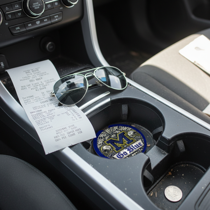 Michigan Wolverines Car Coasters - Go Blue Cup Holder Set