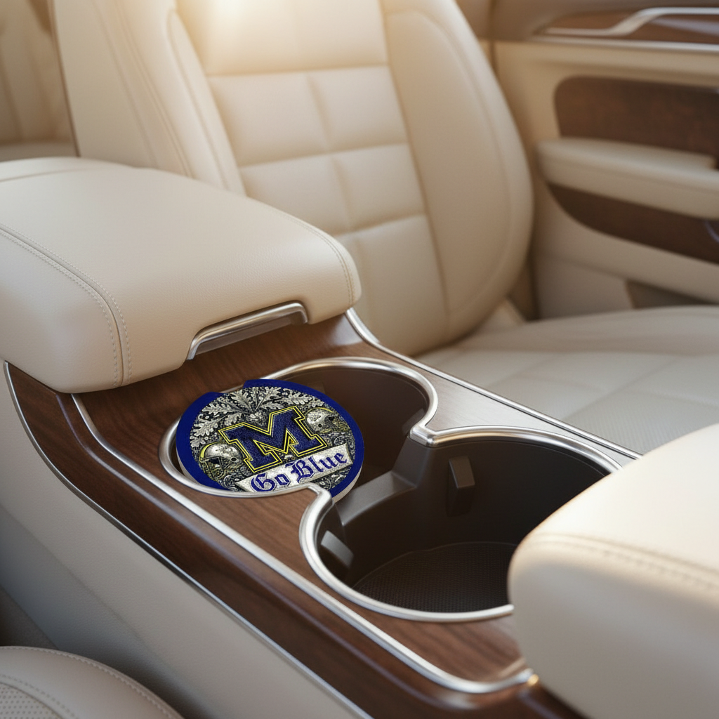 Michigan Wolverines Car Coasters - Go Blue Cup Holder Set