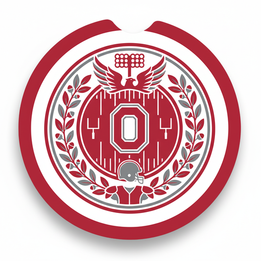 Ohio State Buckeyes Absorbent Car Coaster - Football Auto Cup Holder Insert with Finger Notch