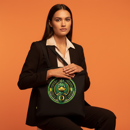 Oregon Ducks Mascot Black Canvas Tote Bag - University Inspired Cotton Shopper