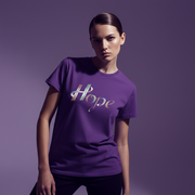 Hope Inspirational Graphic T-Shirt - Cotton Tee with Stylized Ribbon Typography - Motivational Positive Message Casual Top - Beyond Lines