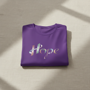 Hope Inspirational Graphic T-Shirt - Cotton Tee with Stylized Ribbon Typography - Motivational Positive Message Casual Top - Beyond Lines
