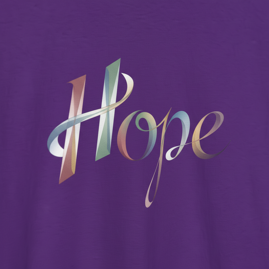 Hope Inspirational Graphic T-Shirt - Cotton Tee with Stylized Ribbon Typography - Motivational Positive Message Casual Top - Beyond Lines
