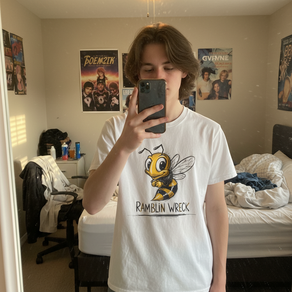 Ramblin Wreck Yellow Jacket Mascot T-Shirt - Vintage Sketch Style Bee Graphic Tee