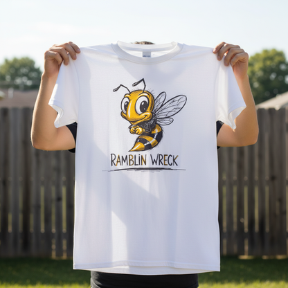 Ramblin Wreck Yellow Jacket Mascot T-Shirt - Vintage Sketch Style Bee Graphic Tee