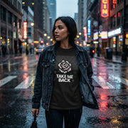 Pixel Art Rose T-Shirt | Retro Vaporwave 'Take Me Back' Graphic Tee - Beyond Lines