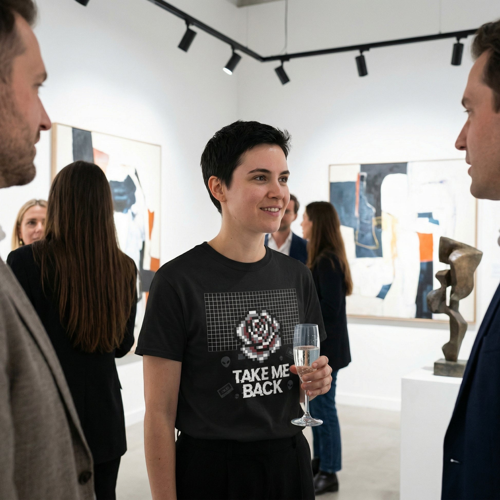 Pixel Art Rose T-Shirt | Retro Vaporwave 'Take Me Back' Graphic Tee - Beyond Lines