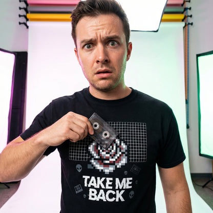 Pixel Art Rose T-Shirt | Retro Vaporwave 'Take Me Back' Graphic Tee - Beyond Lines