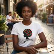 Unapologetic Afro Silhouette T-Shirt Pan-African Geometric Print White - Beyond Lines
