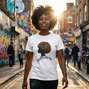 Unapologetic Afro Silhouette T-Shirt Pan-African Geometric Print White - Beyond Lines