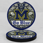 Wolverines Car Coasters - Go Blue Auto Cup Holder Inserts - Michigan Football Fan Gift - Set of 2