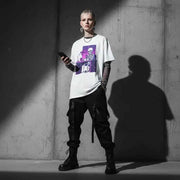 Skeleton Doomscrolling at Desk Graphic T-Shirt - Funny Internet Meme & Lo-Fi Aesthetic Tee