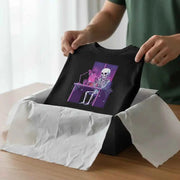 Skeleton Doomscrolling at Desk Graphic T-Shirt - Funny Internet Meme & Lo-Fi Aesthetic Tee