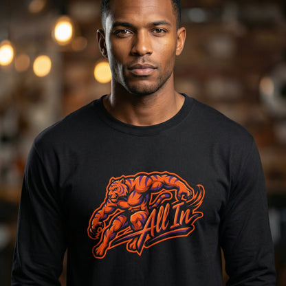 Clemson Long Sleeve Shirt All In Muscle Tiger Graphic Heavy Cotton Black - Beyond Lines