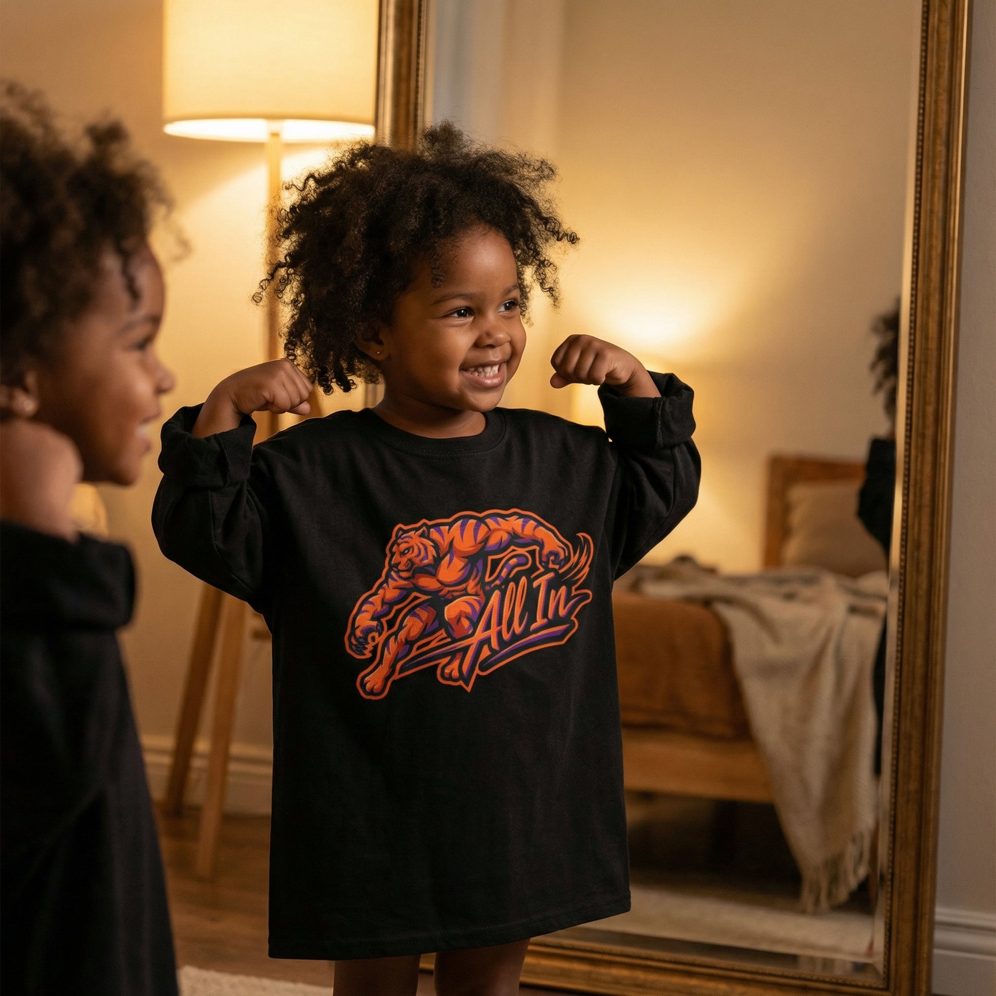 Clemson Long Sleeve Shirt All In Muscle Tiger Graphic Heavy Cotton Black - Beyond Lines