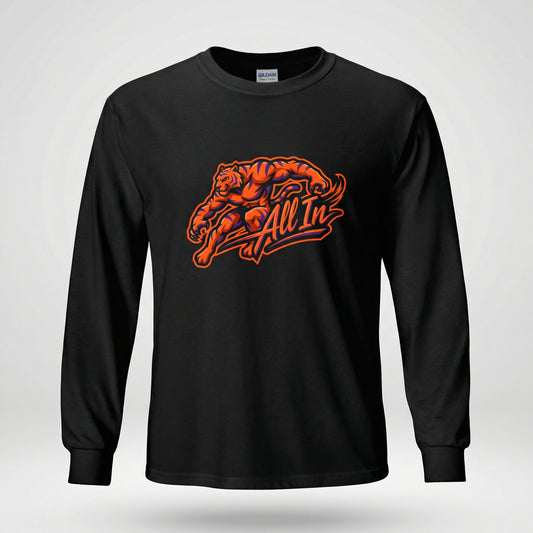 Clemson Long Sleeve Shirt All In Muscle Tiger Graphic Heavy Cotton Black - Beyond Lines