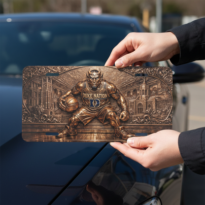 Flat Duke Nation Blue Basketball Relief Style License Plate Vanity