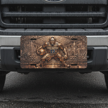 Flat Duke Nation Blue Basketball Relief Style License Plate Vanity