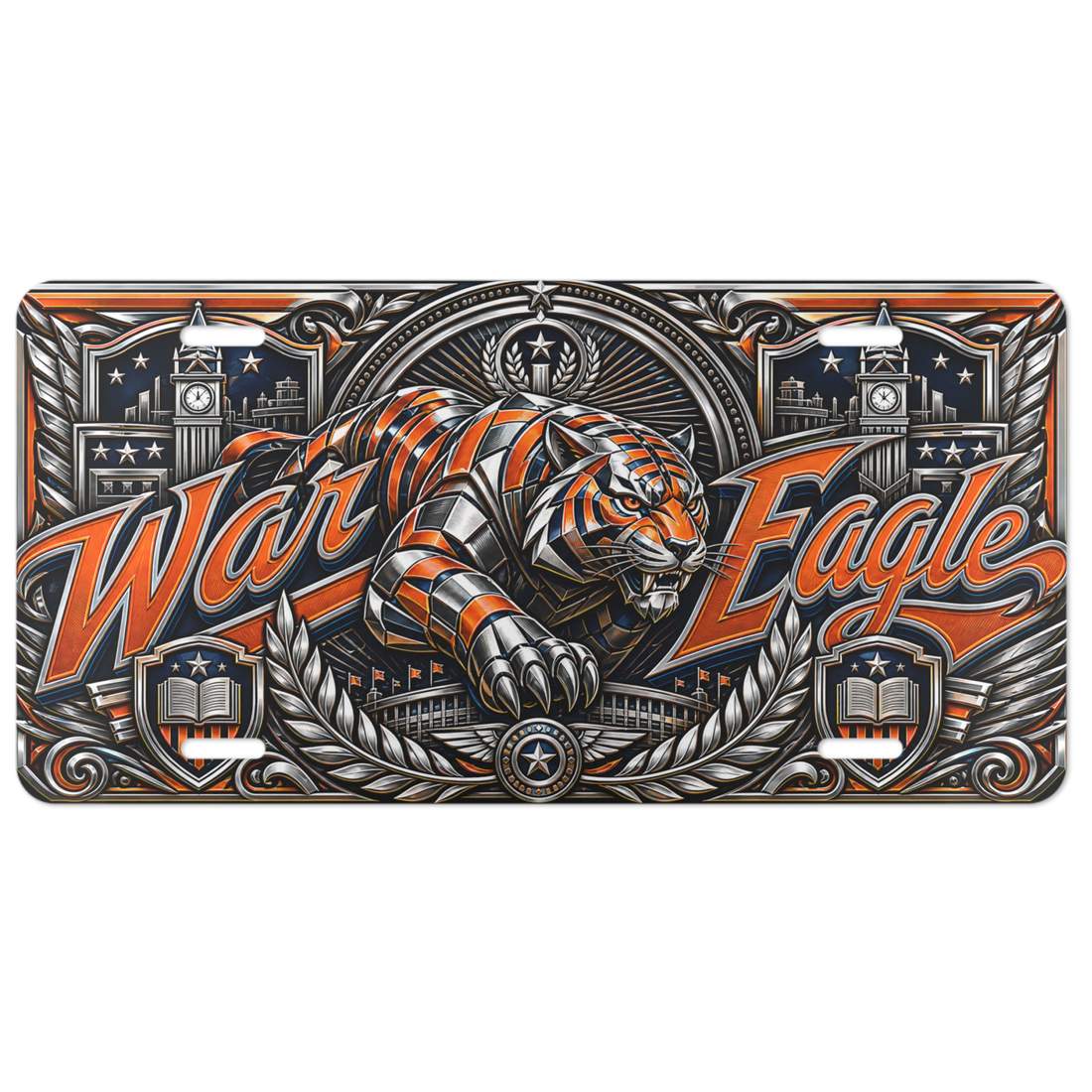 War Eagle Decorative Aluminum Car Tag Front Rear Auto Plate Art