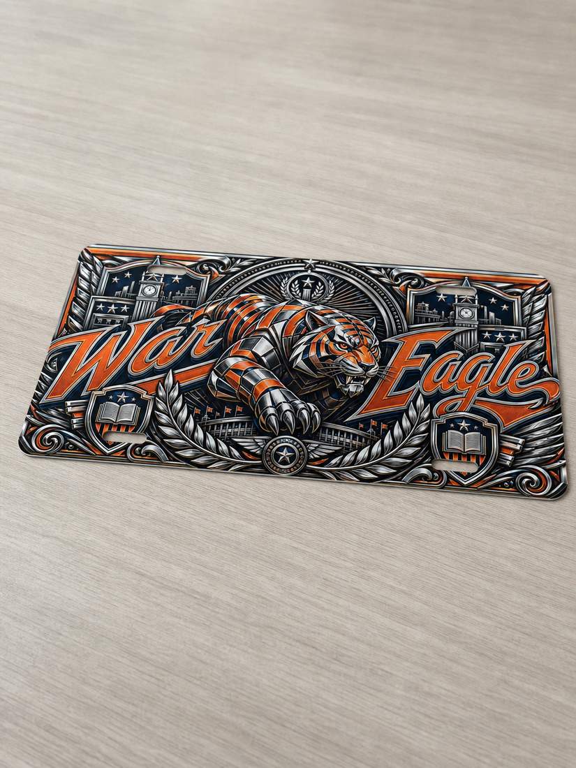 War Eagle Decorative Aluminum Car Tag Front Rear Auto Plate Art