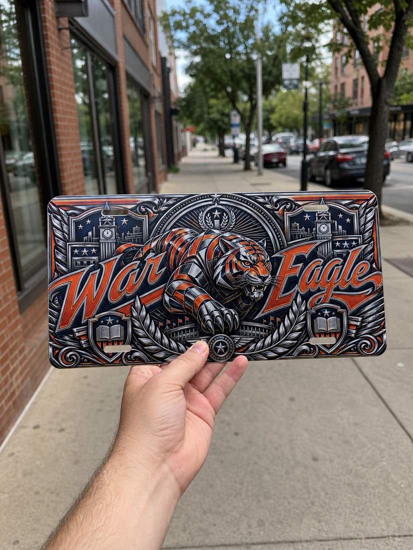 War Eagle Decorative Aluminum Car Tag Front Rear Auto Plate Art