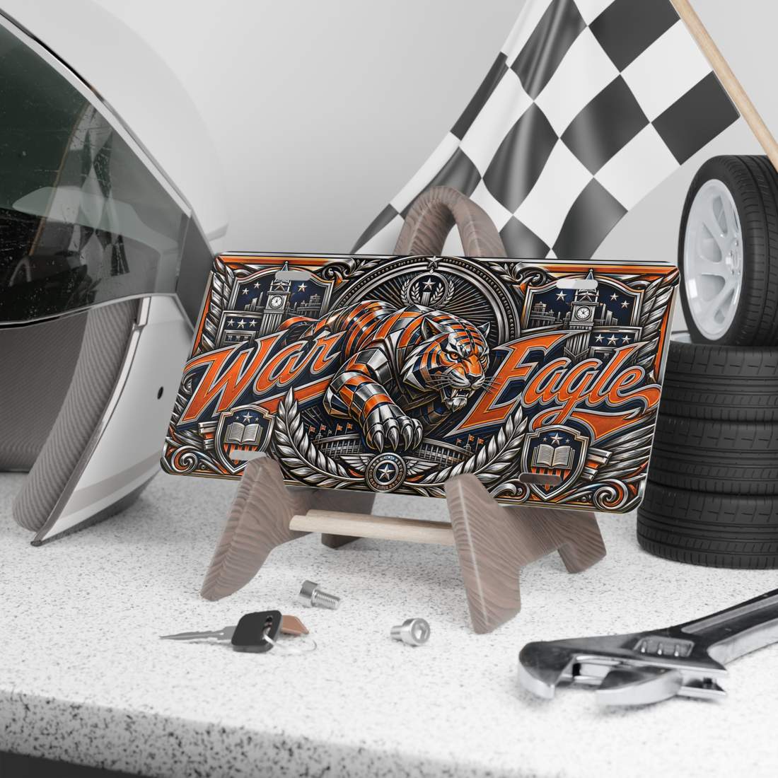 War Eagle Decorative Aluminum Car Tag Front Rear Auto Plate Art
