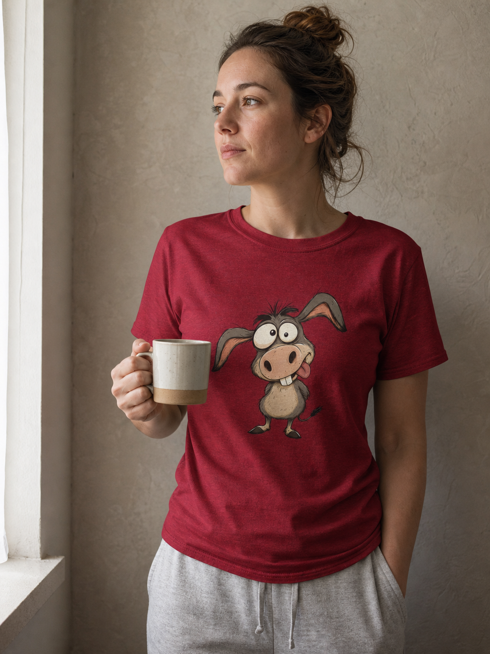 Funny Cartoon Donkey Graphic T Shirt for Animal Fans