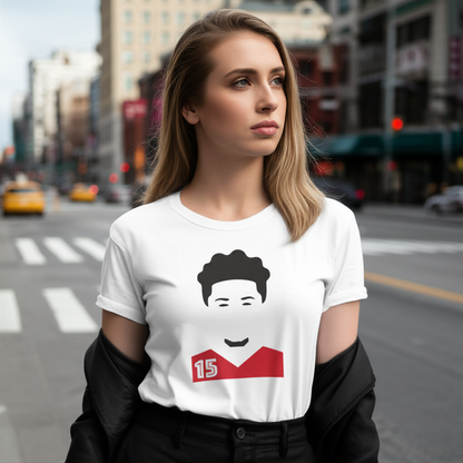 Minimalist Football Mahomes T-Shirt - Red Jersey Number 15 Tee