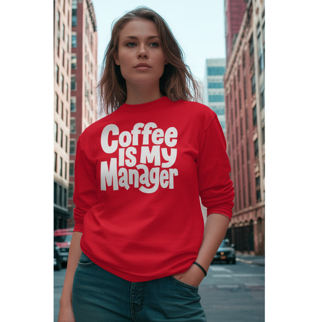 Coffee Is My Manager Funny T-Shirt