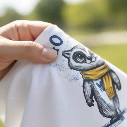 Go Blue Raccoon Mascot Graphic T-Shirt - Michigan Wolverines Inspired Fan Apparel - White Cotton Tee