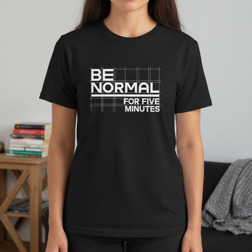 Be Normal for Five Minutes T-Shirt - Funny Sarcastic Tee - Beyond Lines