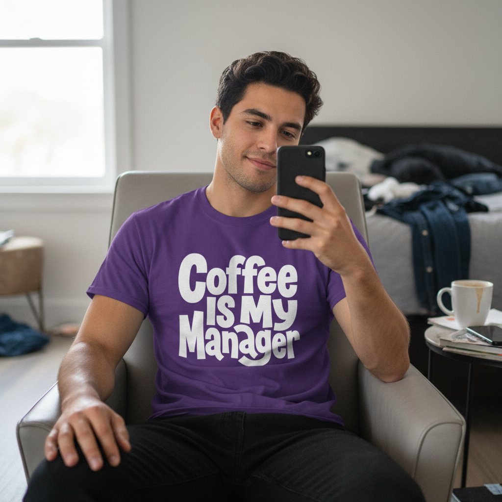 Coffee Is My Manager Funny T-Shirt - Beyond Lines