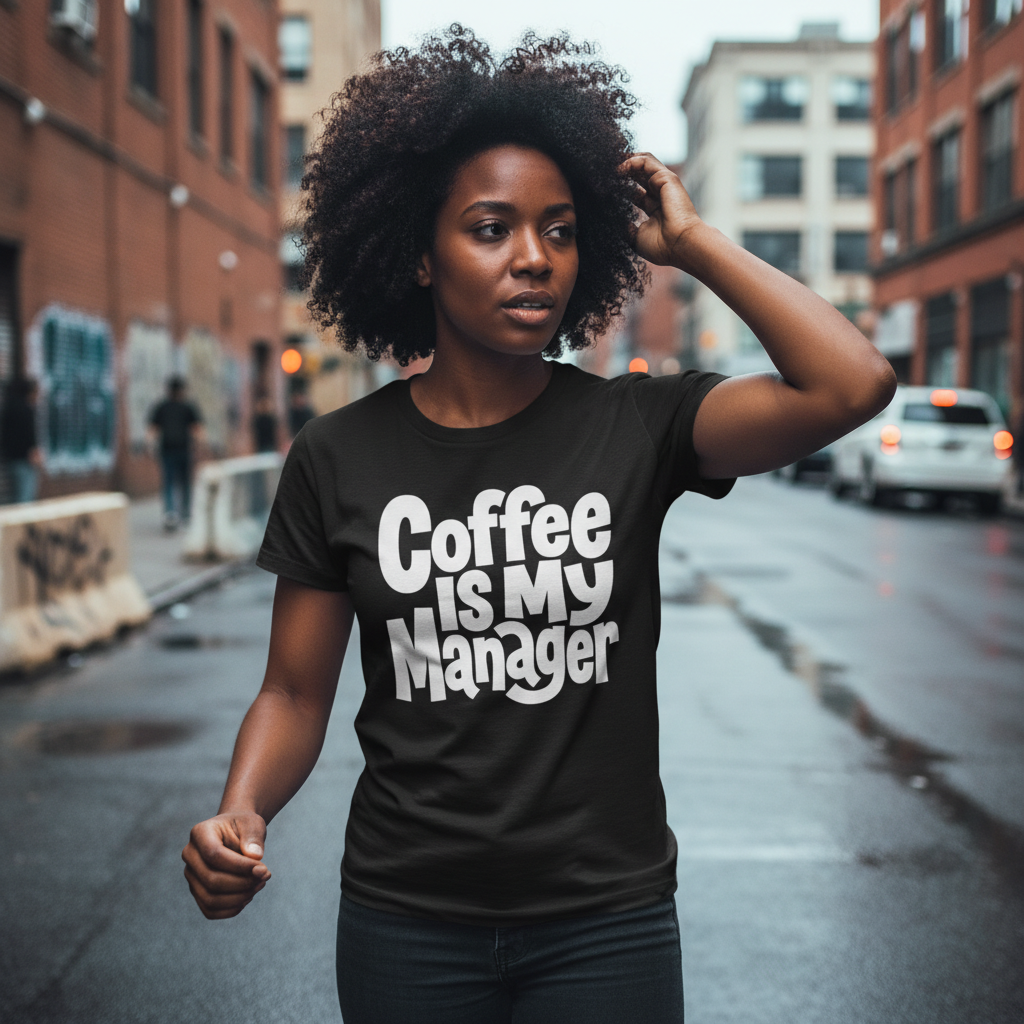 Coffee Is My Manager Funny T-Shirt - Beyond Lines
