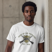 Beyond Lines Men's Home of the Infantry T-Shirt - Vintage Est. 1918 Military Crossed Rifles Graphic Tee - White 100% Cotton
