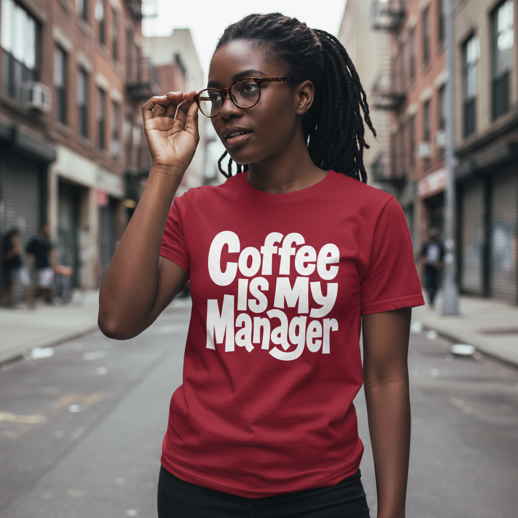Coffee Is My Manager Funny T-Shirt - Beyond Lines