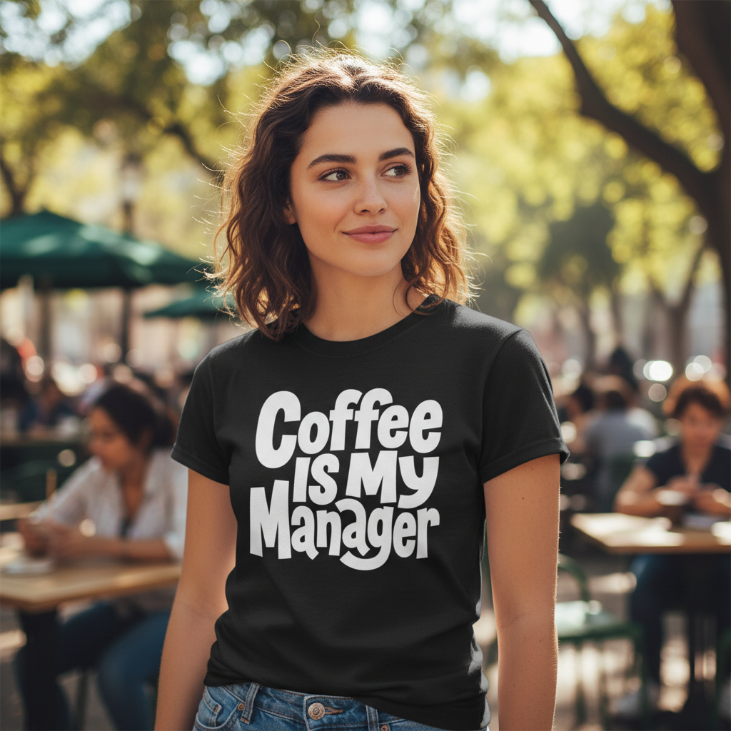 Coffee Is My Manager Funny T-Shirt