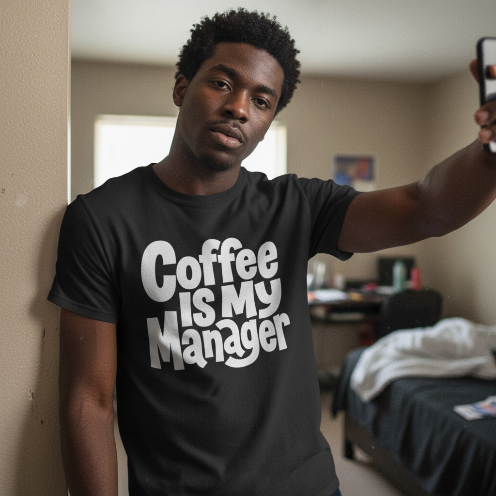 Coffee Is My Manager Funny T-Shirt - Beyond Lines