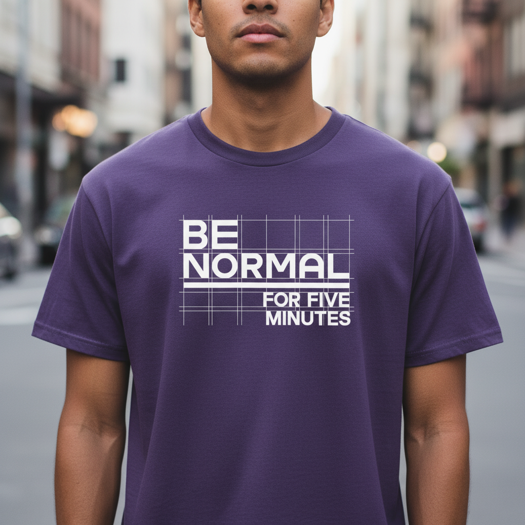 Be Normal for Five Minutes T-Shirt - Funny Sarcastic Tee - Beyond Lines